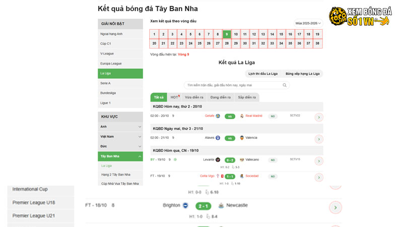 Kết quả bóng đá Tây Ban Nha tại Socolive